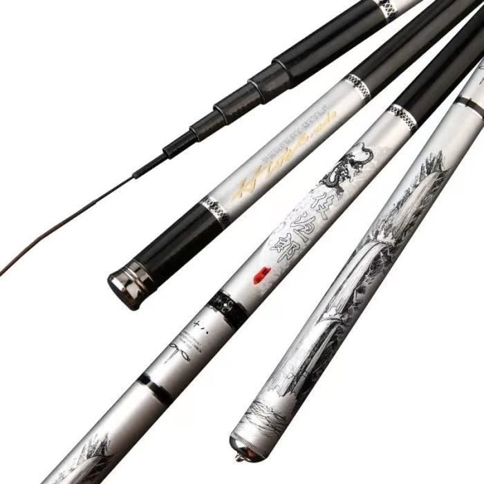 LUOSHUAI Canne à Pêche Télescopique Carbone Ultralight 7.2m – Super Rigide Et Portable Pour Pêche Au Coup