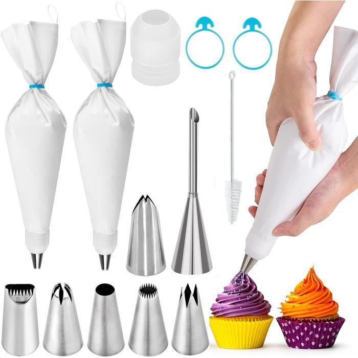 Kit Patisserie Kit Pâtisserie Professionnel 16 Pièces - Poches à Douille, Douilles Acier Inox, Support - Décoration Gâteaux Coffret Douille Pâtisserie Inox