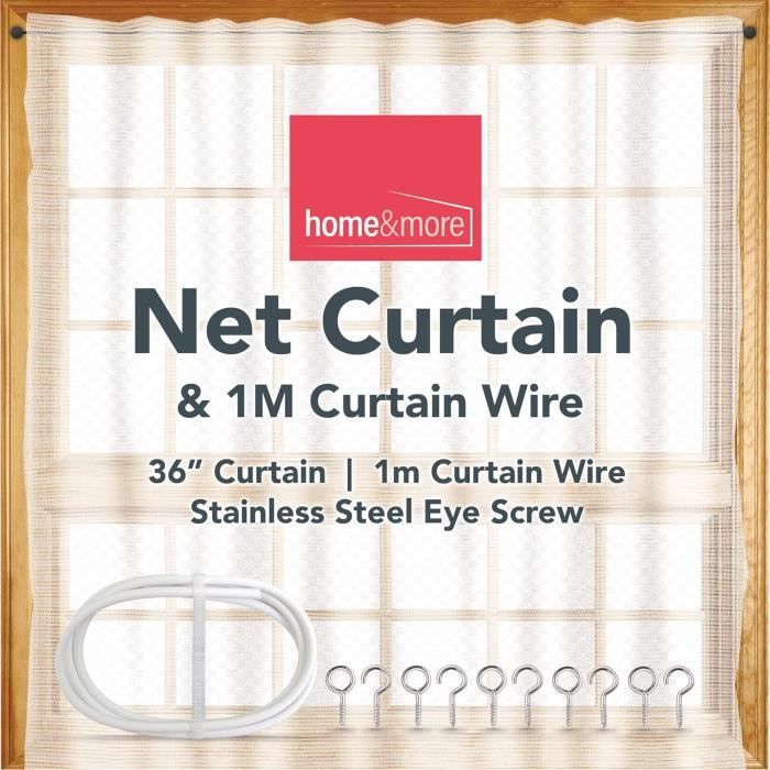 Kit Câble Pour Rideaux 10m Avec œillets Et Crochets - Fil Acier Plastifié Blanc - Pour Décoration Intérieure/extérieure Légère - 4