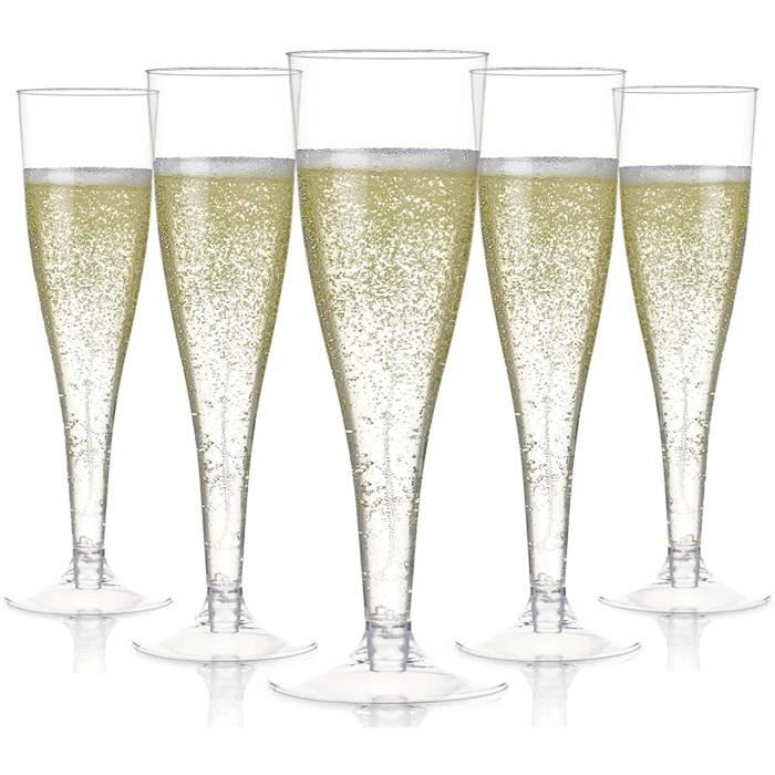 LATERN 60 Pièces Flûtes à Champagne en Plastique, 150ml Verres à