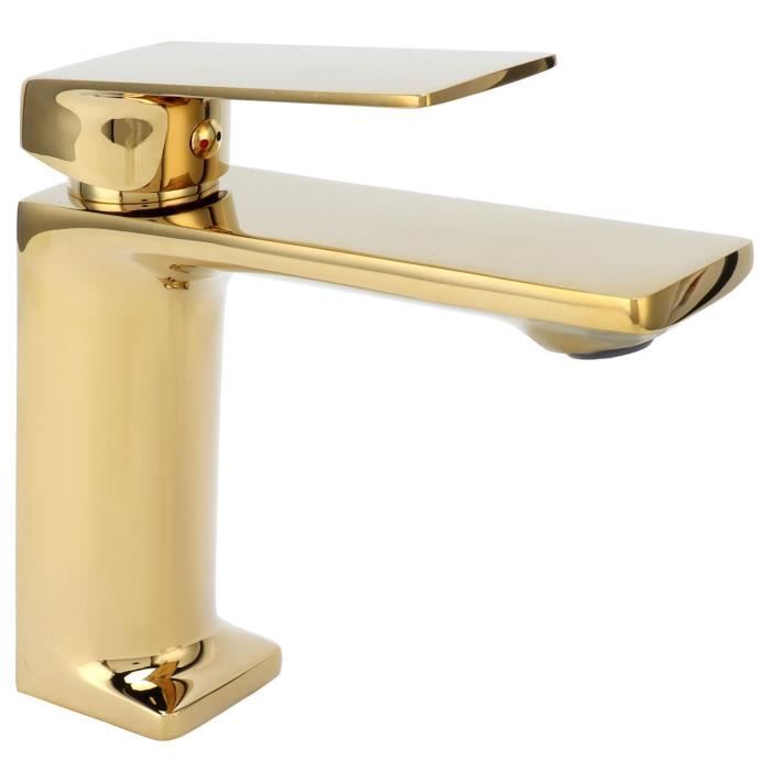 SURENHAP robinet monotrou Robinet de lavabo doré à trou unique, robinet d'eau chaude et froide de salle de bains bricolage bain