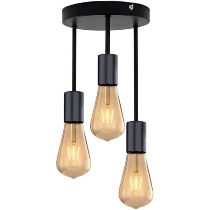 Plafonnier Suspendu Hofstein Vintage – Bois Et Métal – Marron/Noir/Doré – 4 à 6 Lumières