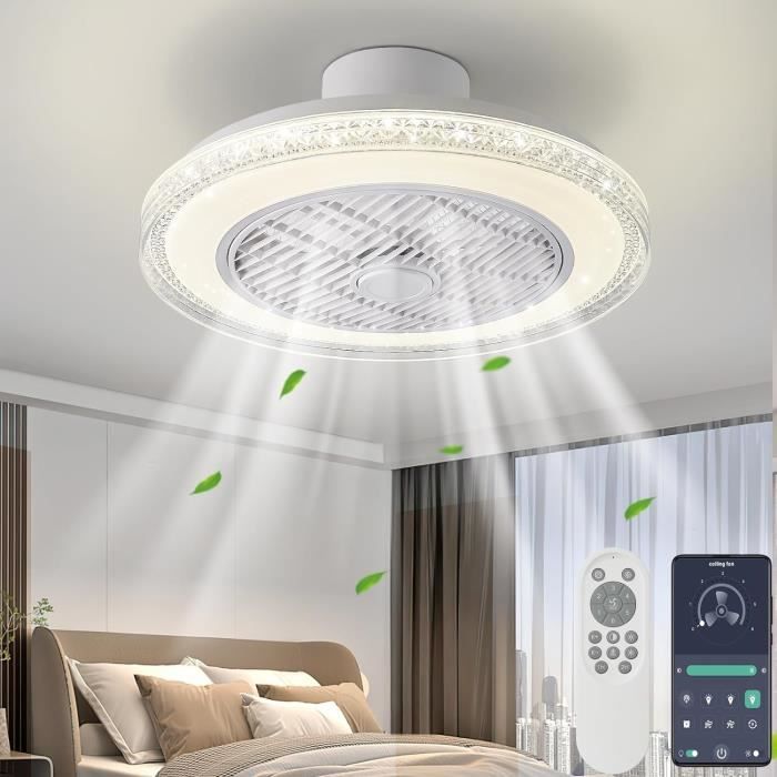 CJOY Ventilateur Plafond 107 Cm Avec Lumière LED - Silencieux DC, Télécommande, 6 Vitesses, 3 Températures Dimmable, Réversible Hiver/Été, Mode Sommeil