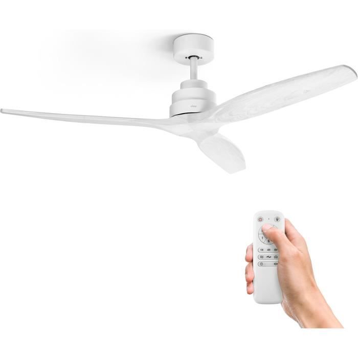 Ufesa Ventilateur de Plafond CFTB40W6 VitessesUltra Silencieux3 Pales en Bois Naturel 132cmFonction été - hiverMinuterie 8h - Ufesa