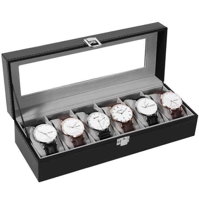 Présentoir de montres de 33 x 20 x 6 cm, organiseur en cuir