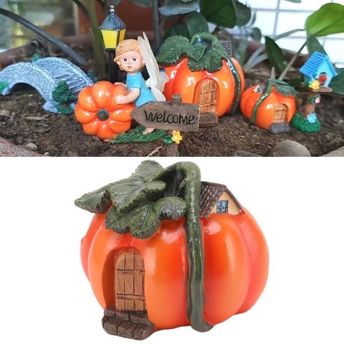 Statue Halloween Sorcière Citrouille Lumineuse 20cm - Décoration Jardin Extérieur Résine