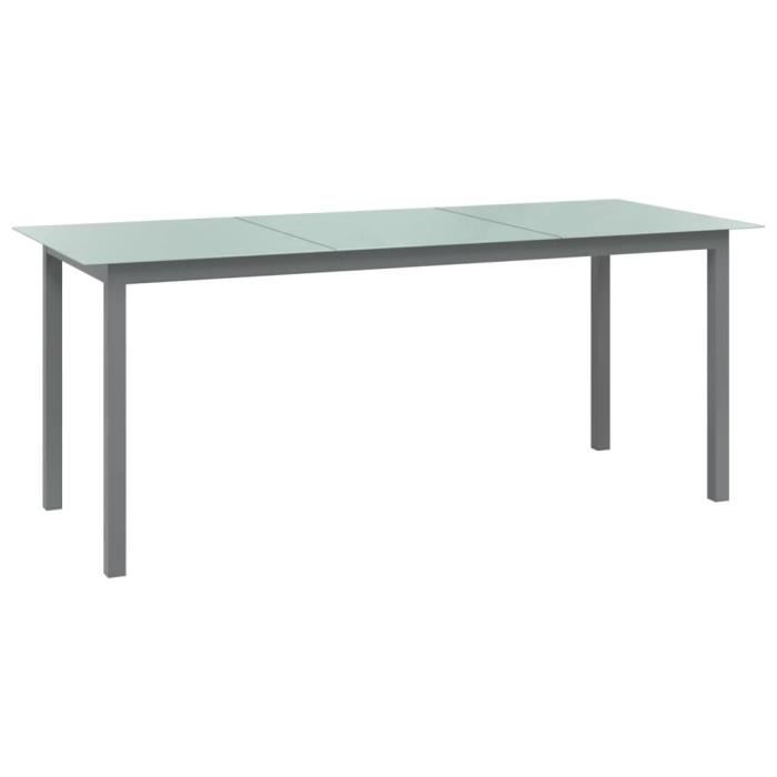 Meuble Table de jardin - Gris - clair 190x90x74 cm - Aluminium et verre 30.3 KG