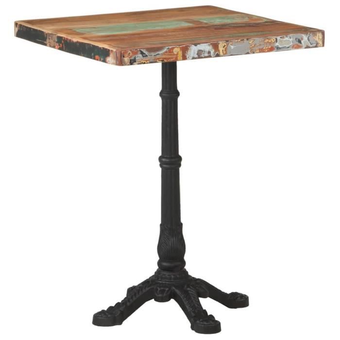 Table de bistro - VIDAXL - 60x60 cm - Bois massif de récupération - 2 places - Carrée