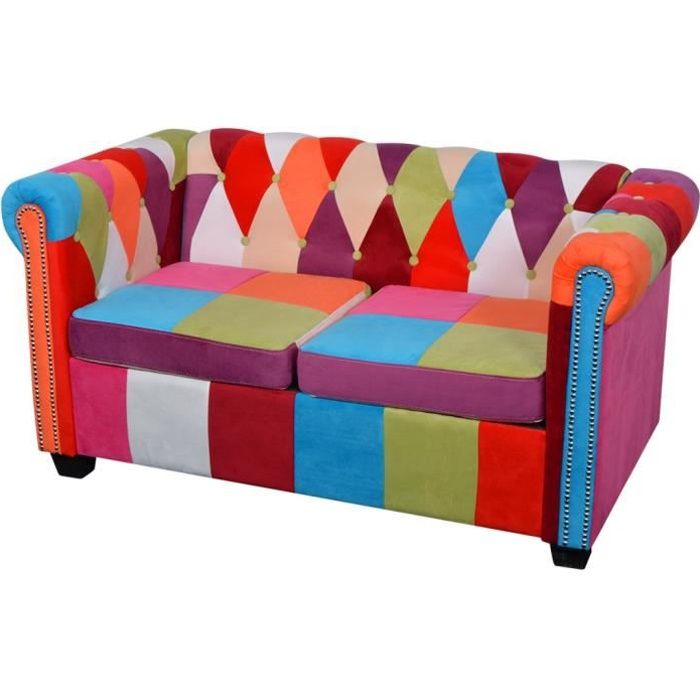 vidaXL Canapé Chesterfield 2 places Tissu vidaXL Canapé Chesterfield 2 places Tissu