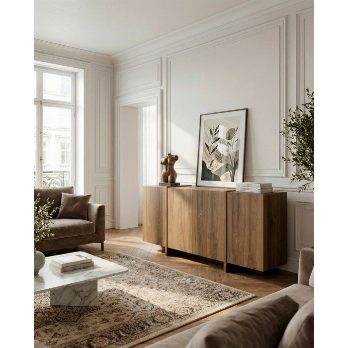 Buffet VOLIA - Chêne Foncé – 4 portes – 180 x 40 x 79 cm