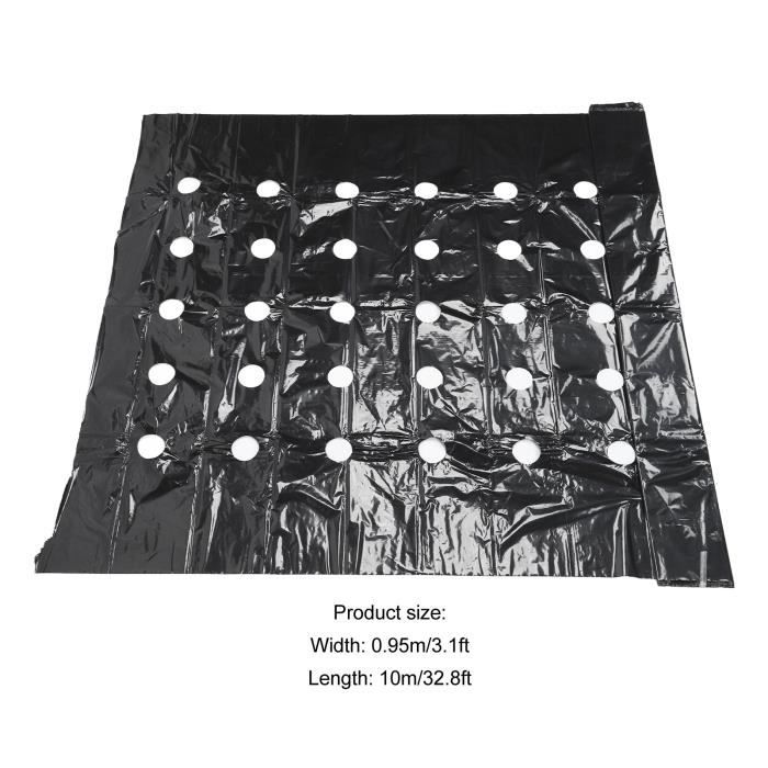 Film Paillis PE Perforé Miokycl - 0.95x10m - Noir - Anti-Mauvaises Herbes Jardin