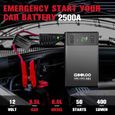 GOOLOO Booster Batterie Voiture 2500A VX1 Portable Jump Starter Démarreur Voiture avec Pinces Supersafe Intelligentes (Essence 8,5L-1
