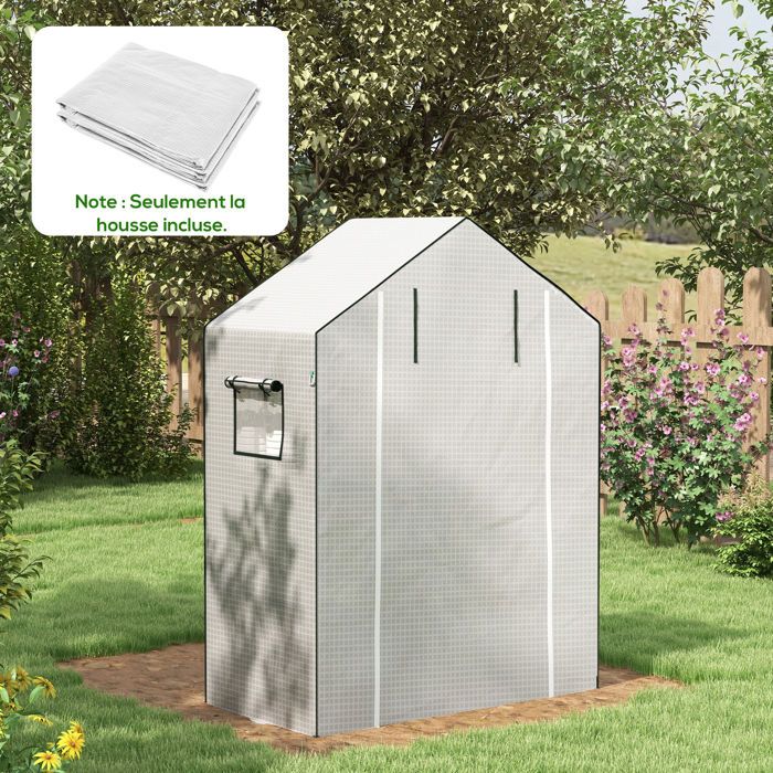 Bâche De Remplacement Outsunny Pour Serre De Jardin 140x73x190 Cm - Film PE Anti-UV Avec Porte Et Fenêtres