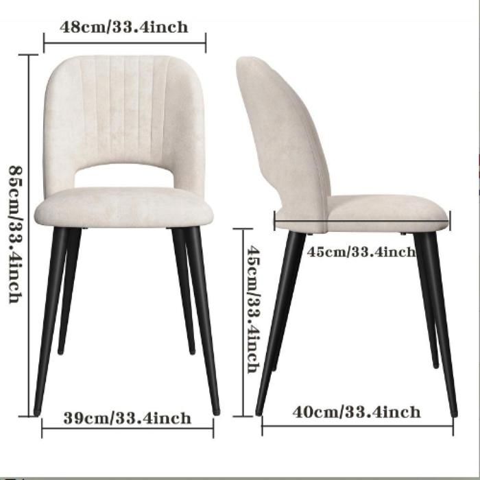 Lot de 8 chaises de salle à manger en matière synthétique rembourrées avec pieds en métal