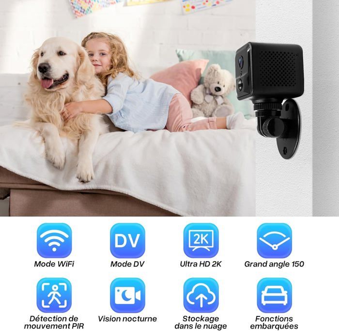 Caméra Espion WiFi 4K Cachée Dans Chargeur - Détection Mouvement 250° Angle - Camara Espia Oculta