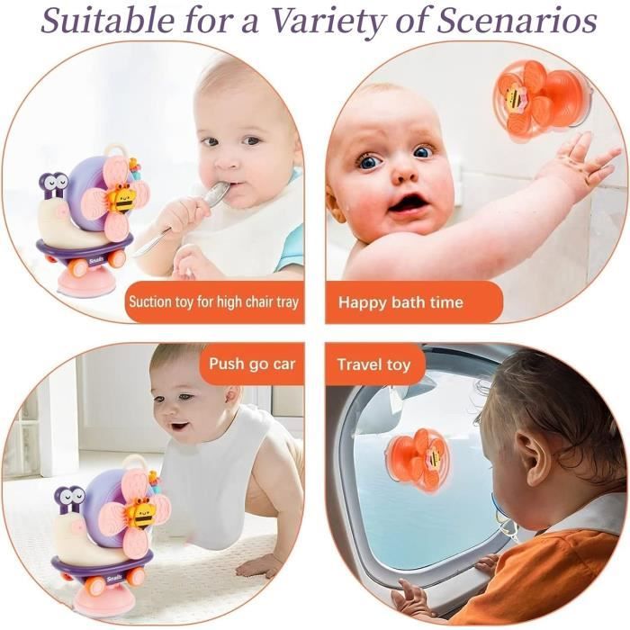 3pcs / set Ventouse Spinner Jouets pour bébé Cadeaux d'anniversaire Avion  Fenêtre Voyage Jouets sensoriels