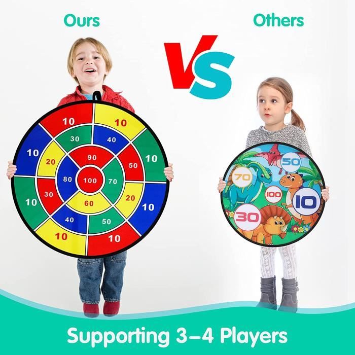 Jeu De Fléchettes Double Face 66cm - Pliable, 12 Balles, 6 Fléchettes, Crochets, Pour Intérieur/extérieur, Enfants Adultes