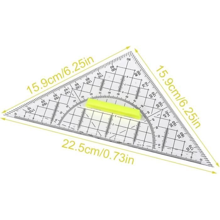 Lot De 3 équerres-rapporteurs - 14 Cm, Transparentes - 3 En 1 (équerre, Règle, Rapporteur) - Pour école, Bureau, Dessin