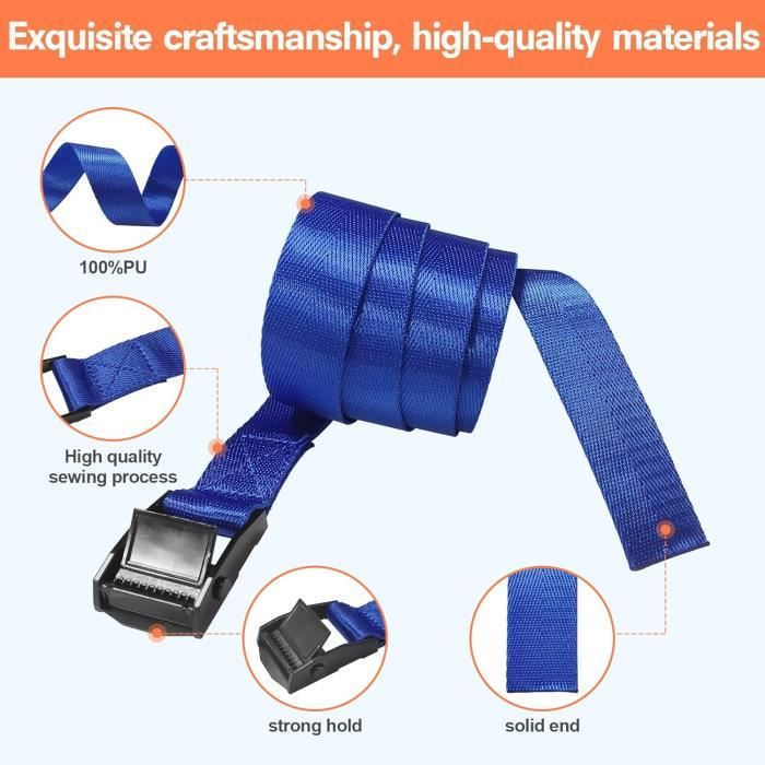 Xinjoduz Lot De 8 Sangles Réglables Pour Porte-vélos – Nylon/polyester, Noir Et Orange, 60x2 Cm – Fixation Sécurisée Pour Transport Et Rangement