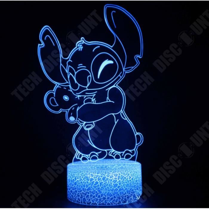 Stitch Lampe 3D Manga Veilleuse à LED, Stitch lampe de chevet Veilleuse 16  couleurs Décoration de lampe de bureau 3D, Lampe de nuit pour enfants à  distance tactile alimentée par USB