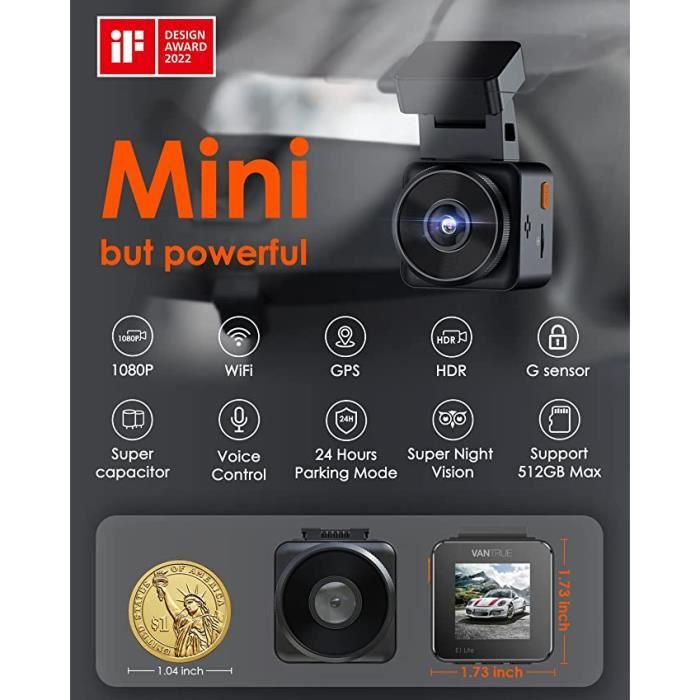 Caméra Embarquée Full HD 1080p Caméra Voiture avec Micro, Discrète et  Compacte - Français
