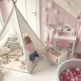 Tente de jeu pour enfants - Tiny Land - Tipi intérieur pour garçon - Toile de coton et bois de pin - Blanc cassé-2