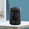 1pc statue de l'île de Pâques style rétro Moai tête Sculpture pour les ornements de salon H noir-2