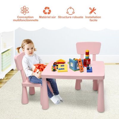 FLASIDU Bureau d'étude pour enfants avec chaise,Table d'étude avec chaise pour enfants,Hauteur réglable,105x72x48cm, Rose, 3-18ans - Maison