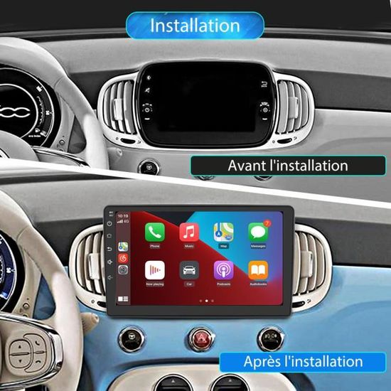 Autoradio Android 13 Pour Fiat 500 (2007-2015) – 7 Pouces, 2Go+64Go, CarPlay/Android Auto Sans Fil, GPS, WiFi – Installation Plug And Play