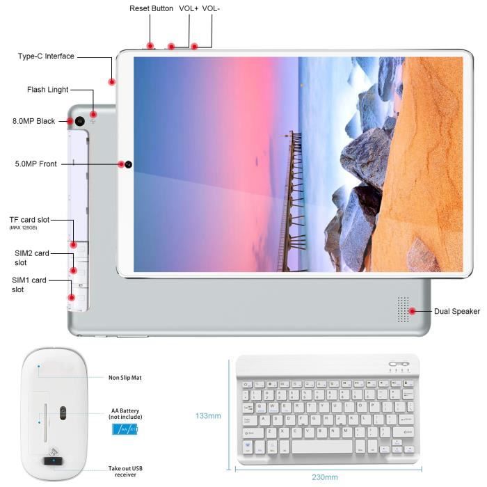 4G LTE Tablette Tactile Ordinateur portable 22