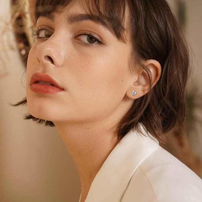 B.Catcher Femme Boucles d'oreilles en Argent 925 Clous d'oreilles Fleur