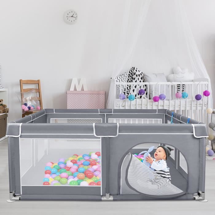 Parc Pour Bébé Pliable 127x127 Cm - Filet Respirant, Portail, Base Stable - Aire De Jeux Sécurisée 6 Mois-6 Ans