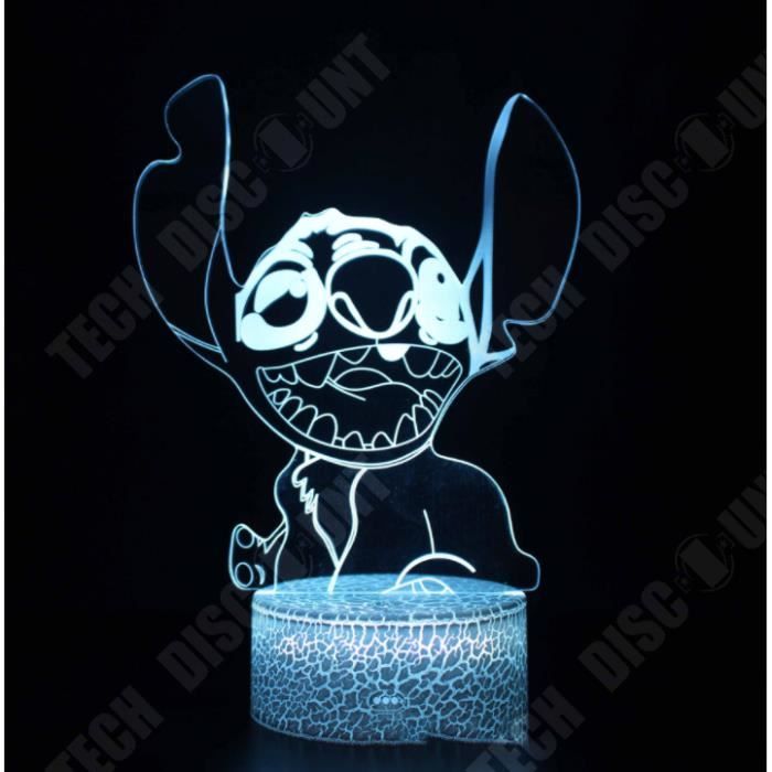 Lovely Stitch 3D LED Veilleuse, Lampe de table Cartoon Lilo & Stitch, Lampe  de bureau pour filles, Lampe de nuit pour chambre de bébé, Lampe de chevet,  Lumière d'anniversaire