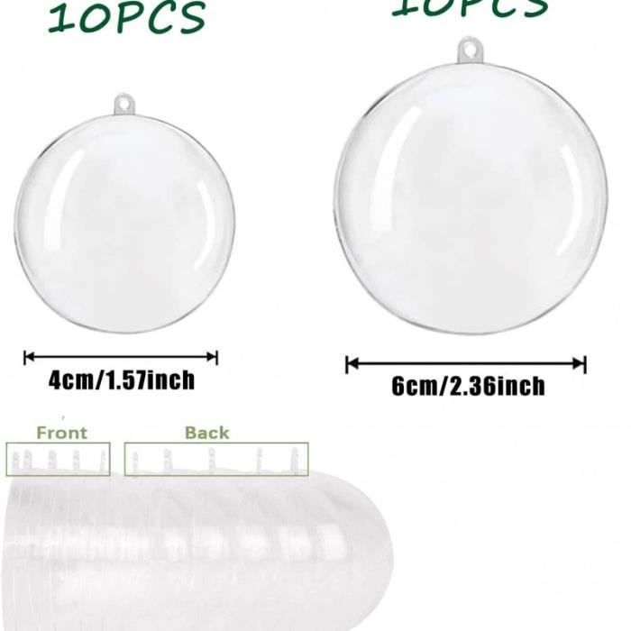 Boules De Noël Transparentes à Remplir - Lot De Décoration En Plastique - Diamètre 10 à 16 Cm - Pour Sapin Ou Déco De Table - 11