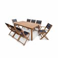 Salon de jardin en bois extensible - Almeria - table 180/240cm avec rallonge. 2 fauteuils et 6 chaises. en bois d'Eucalyptus  huilé-3