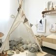 Tente de jeu pour enfants - Tiny Land - Tipi intérieur pour garçon - Toile de coton et bois de pin - Blanc cassé-3