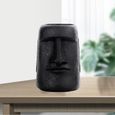 1pc statue de l'île de Pâques style rétro Moai tête Sculpture pour les ornements de salon H noir-3