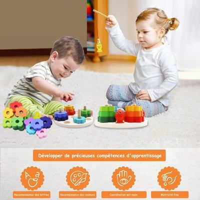 Jouets à empiler et de tri - IHABOR - Jouets Montessori - Animaux colorés - 2 ans et plus Jouets à empiler et de tri - IHABOR - Jouets Montessori - Animaux colorés - 2 ans et plus