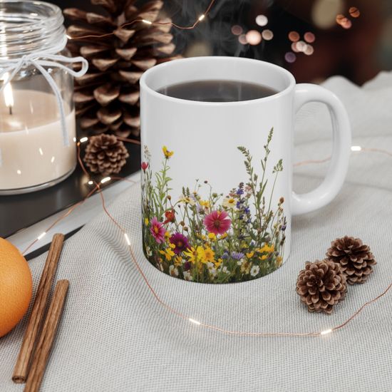 Lesser & Pavey Lot De 4 Tasses à Café Empilables En Porcelaine Fine Motif Fleurs De Prairie