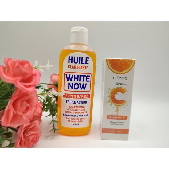 Lait Corporel éclaircissant Vitamin E/C + Huile Clarifiante White Now - 200ml - Soin Visage Et Corps - Neuf