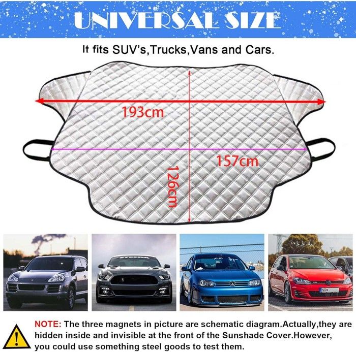 Pare-soleil Anti-givre Pour Voiture - Housse Protection Pare-brise 142x96 Cm Avec 2 Pelles à Neige, Polyvalent Toutes Saisons - 7