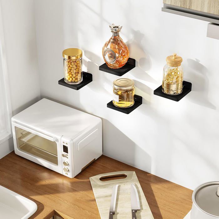 Petit Étagère Murale Noir Flottante En Bois 13Cm Lot De 4 Mini[BI186 ...