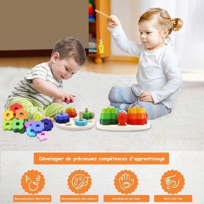 Jouets Montessori à Empiler et de Tri Bebe 2 3 4 Ans Jouet D