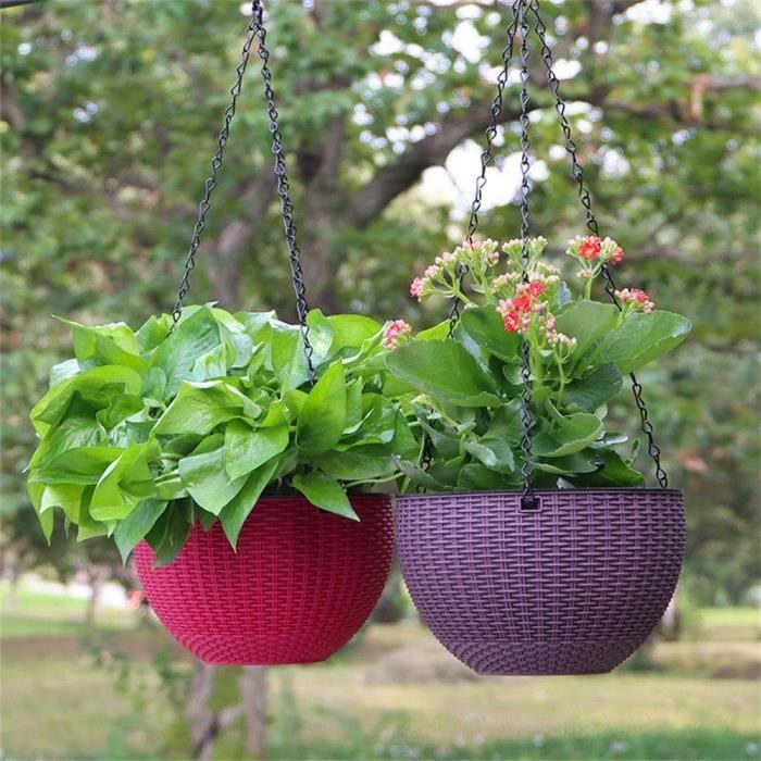 Vert - Pot de fleur en plastique pour plantes d'intérieur et d'extérieur,  Jardinières de panier, Porte-plante