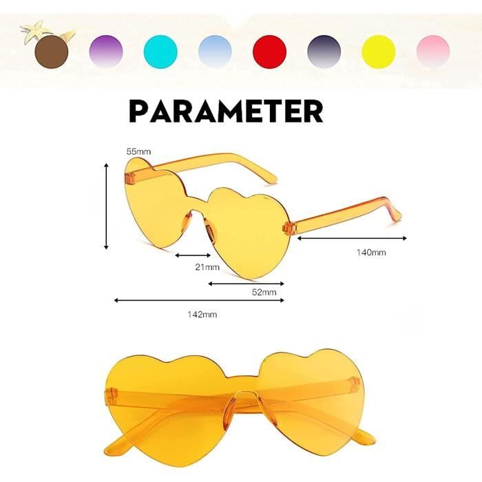 SelfTek Lot de 10 paires de lunettes de soleil en forme de cœur colorées pour homme et femme