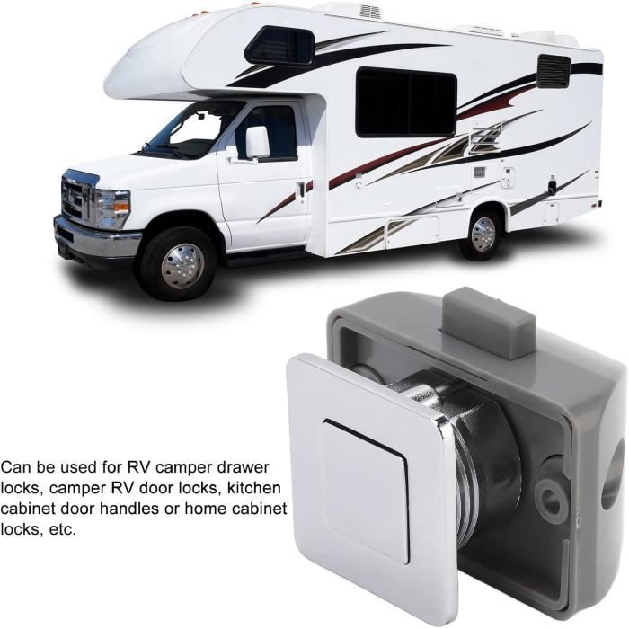 Loquet à Bouton-Poussoir Avec Poignée - Pour Caravane, Camping-car, Van, Bateau (Noir)