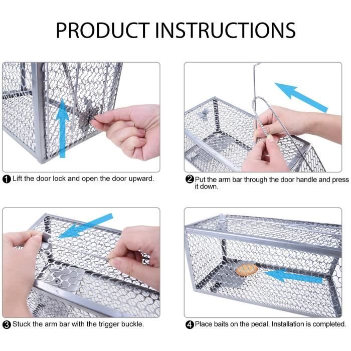 Piège à Rats Vivant Professionnel 41x14x11 Cm – Cage Capture Humane Pour Souris, Mulots, Campagnols – 2 Entrées, Réutilisable Intérieur/Extérieur