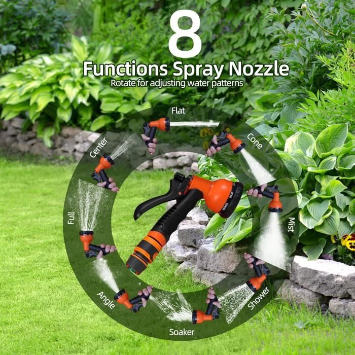 Enrouleur Tuyau Arrosage VONROC 35m - Support Mural Automatique 180° Vert