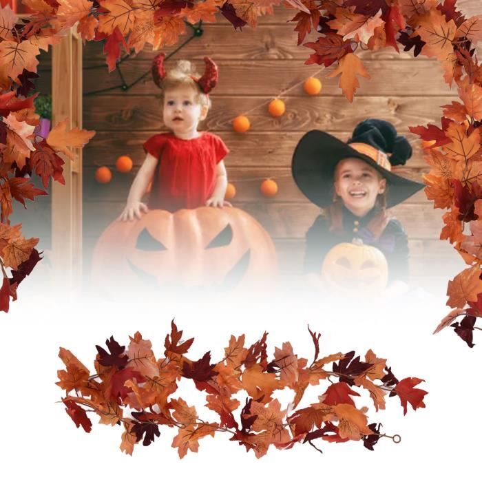 Guirlande Feuilles D’érable Artificielles – 2x175 Cm – Décorations Automne, Avec Crochets