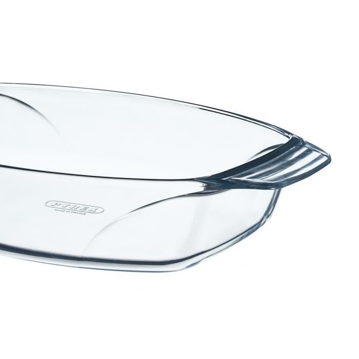 Plat à four familial ovale en verre 35x24 cm avec couvercle transparent  Pyrex